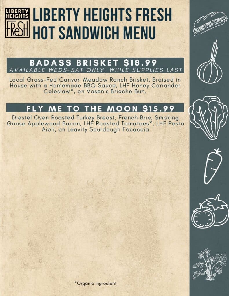 Sandwich menu